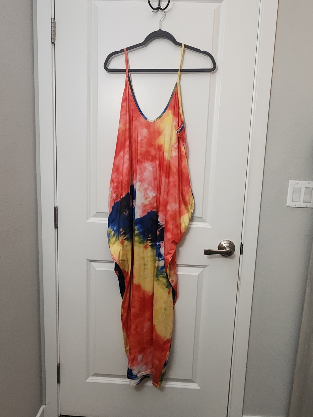5/$25 SHEIN Tie-Dye Maxi Dress in Red, Yellow & Blue